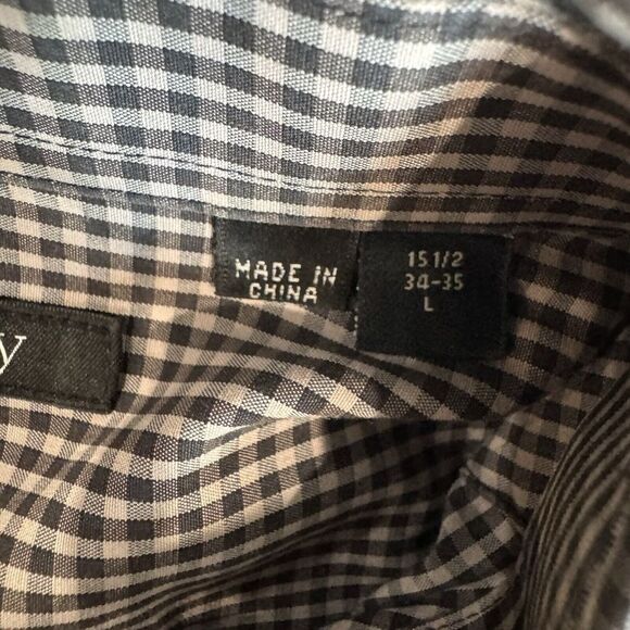 THEORY Mens Button Up Shirt Size L Gingham Check Plaid Long Sleeve Stretch - Picture 9 of 10
